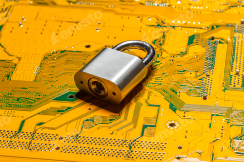 Preview: padlock on a computer circuit board