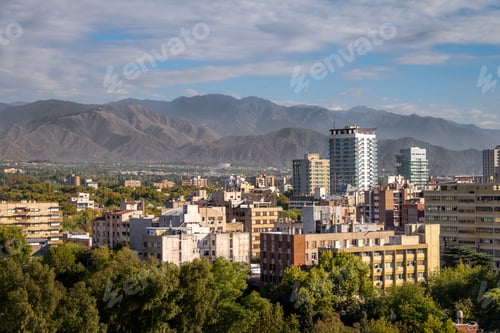 Preview: Aerial view of Mendoza City and Andes Mountains - Mendoza, Argentina