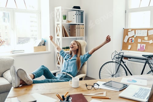 Preview: Beautiful young woman in smart casual wear