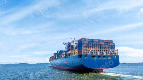 Preview: Aerial view cargo container ship global business maritime logistic, Cargo container ship freight