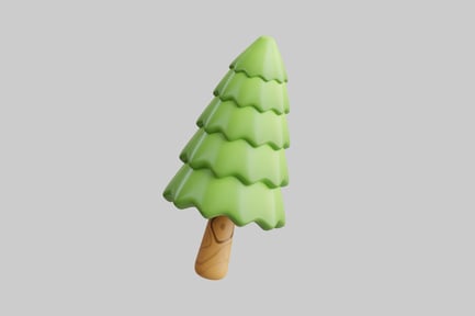 Spring green cartoon tree asset