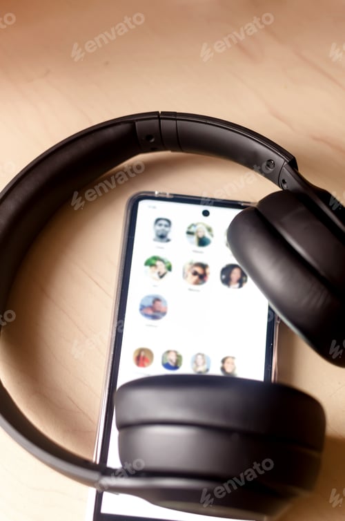 Preview: Clubhouse application audio chat view on the smartphone.
