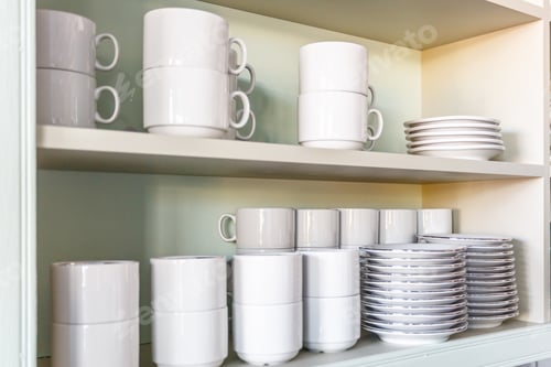 Preview: coffee cups on shelf in the elite popular bar