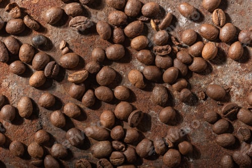 Preview: Art Style. Still Life Coffee- Dark Food Photo. Coffee Bean Background