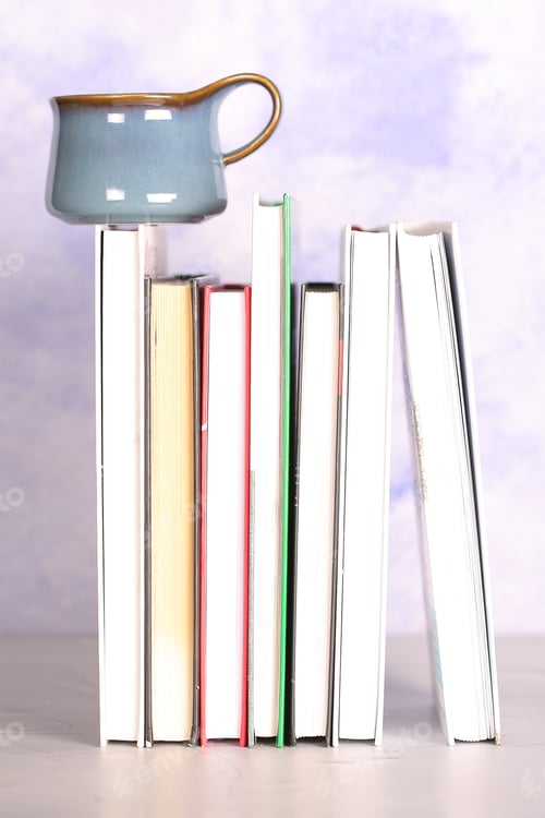 Preview: Books Stand On A Light Background There Is A Place For Writing