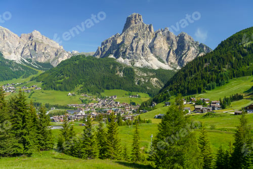 Preview: Mountain landscape along the road to Campolongo pass, Dolomites