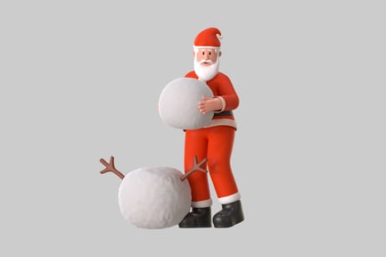 Preview: Santa building a snowman character