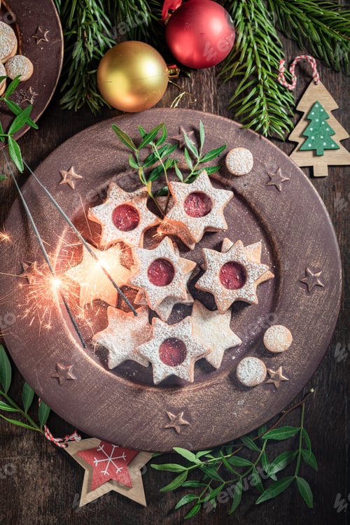 Preview: Top down view of stained glass cookies on star plate