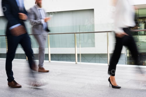 Preview: Businesspeople Men Women Walk Rush