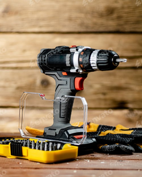 Preview: Cordless Drill Driver on a Wooden Surface
