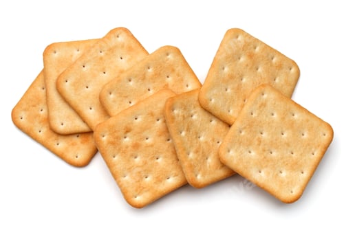 Preview: Dry cracker cookies isolated on white background cutout