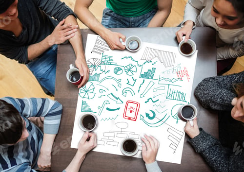 Preview: Drawings Of Charts And Arrows Drew On A Poster During A Brainstorm