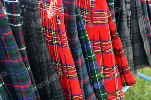 Preview: Closeup shot of tartan skirts
