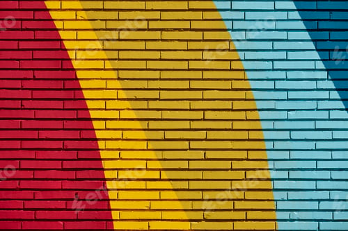 Preview: Multi colored vivid textured background. Colored brick wall. Horizontal
