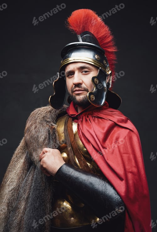 Preview: Ancient roman general wearing red cape and fur