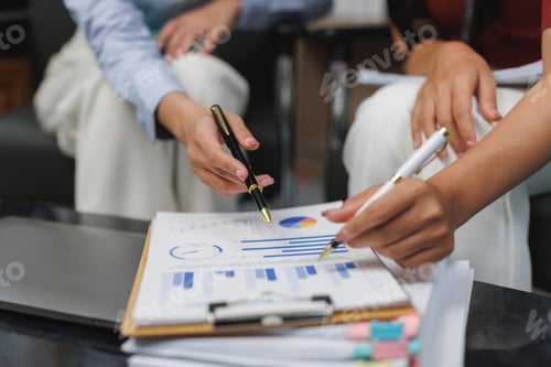 Preview: Businesswomen analyzing financial charts and statistics together