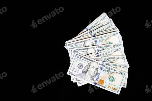 Preview: Stack of One Hundred Dollar Bills on Black