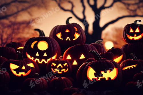 Preview: carved pumpkins for Halloween card