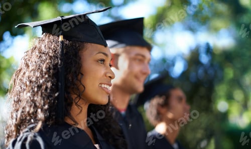 Preview: Were ready to take on the real world. Shot of a diverse group of students on graduation day.