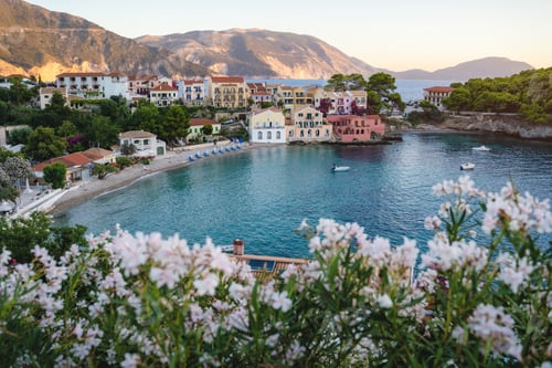 Preview: Assos town on Cephalonia Ionian island in Greece. Summer travel vacation