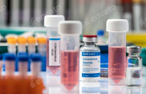 Preview: Coronavirus covid-19 experimental vaccine in a laboratory, conceptual image