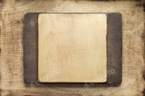 Preview: retro sign board at wooden background