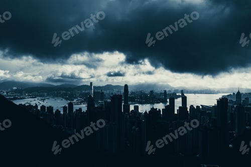 Preview: Hong Kong, China skyscraper building in modern city landscape, business urban center of Asia