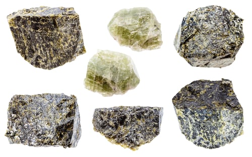 Preview: set of samples of diopside natural stones isolated
