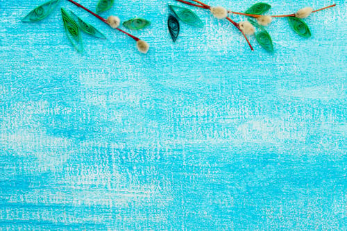 Preview: Easter composition quilling technique on a blue wooden background