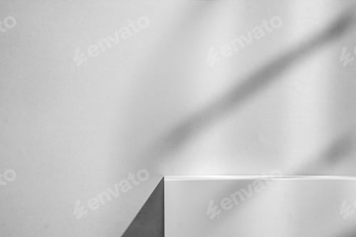 Preview: Grey minimal background with podium and shadows for product display and demo
