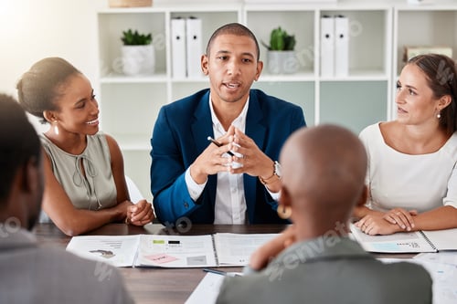 Preview: Leadership, ceo or b2b with teamwork, collaboration and planning with meeting for vision and missio