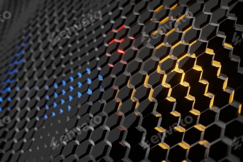 Preview: tract Futuristic hexagons wave technology Animation background 3d rendering