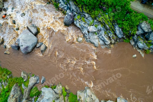 Preview: Aerial view of forest River, India.