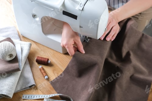 Preview: Sewing. Recycling Made by hand from home.sewing machine and the project quarantine, lockdown.Hobby