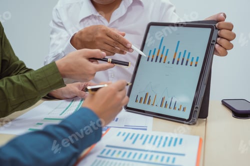 Preview: Close-up of a businessman in meeting office discussing topics related digital marketing management