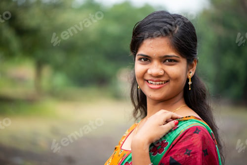 Preview: Portrait of Happy young beautiful Indian woman