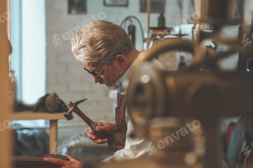 Preview: An elderly shoemaker at work