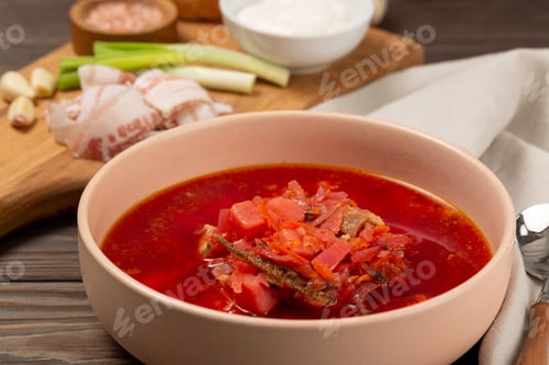 Preview: Borscht with bacon, onion and garlic