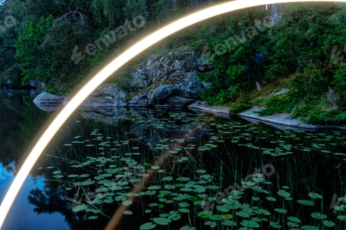 Preview: Calm lakeside with abstract light