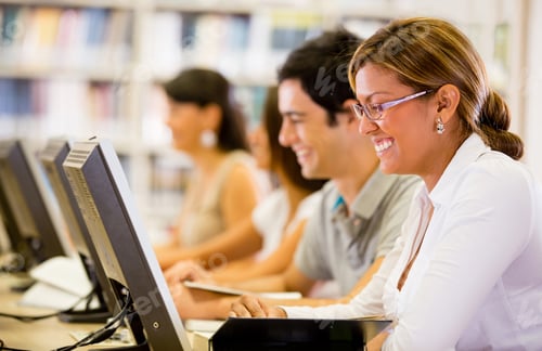 Preview: Students Researching Online At The Library On Computers
