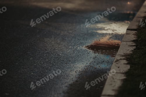 Preview: Closeup shot of puddle in a street