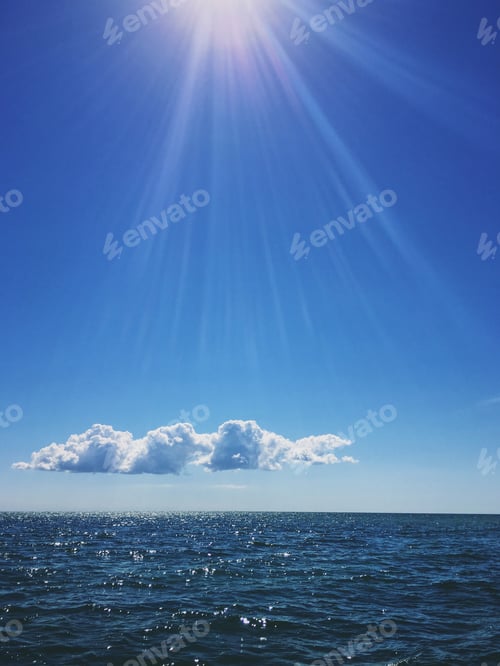 Preview: White cumulus fluffy clouds on the blue sky. Nature natural background. Cloudy sky weather.