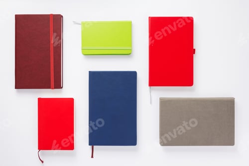 Preview: notebook or book with empty pages on white background