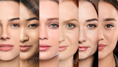 Preview: Beautiful women of different ages and races, collage. Banner design