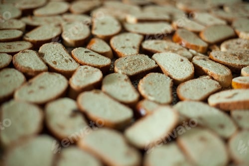 Preview: Spanish cuisine. Crumble cakes. Typical Christmas sweets. Selective focus. Polvorones de Estepa.