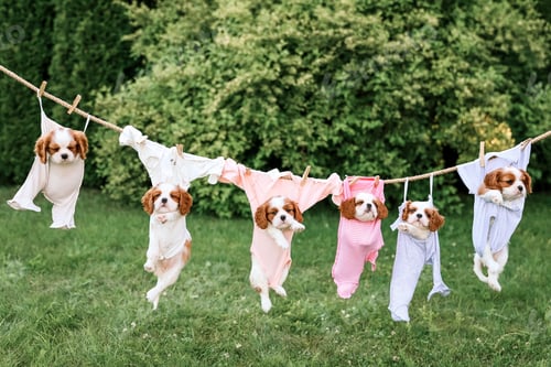 Preview: Portrait of Puppies King Charles Spaniels