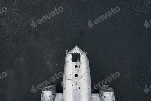Preview: Crashed military DC 3 plane wreck on black sand beach in Iceland