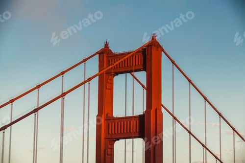 Preview: Top section of Golden Gate Bridge, San Francisco, California, USA