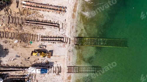 Preview: Drone view old town and Mediterranean sea in Kavala, Greece, Europe