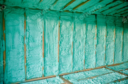 Preview: Wooden frame house insulated by polyurethane foam.
